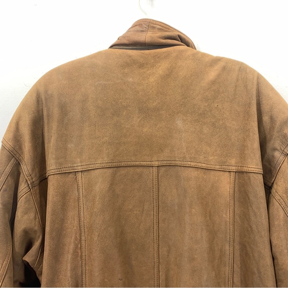 Georgetown Leather Design Mens Large Coat Full Zip Snap Brown Drawstring Pockets - Picture 13 of 13